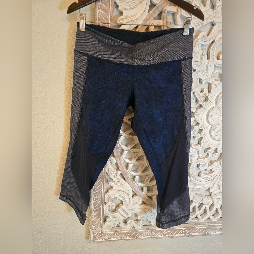 Lululemon Women's Wunder Under Sashiko Inkwell Faux Denim Crop Leggings 10
